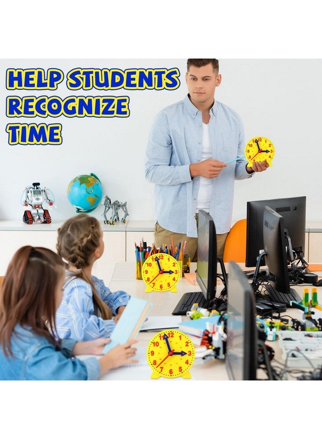 Batiyeer 24 Pcs Teaching Clock Kit for Kids to Tell Time Teaching Mini Geared Clock for Kids Basic Math Development Teacher and Classroom Supplies, 4 Inch(Yellow) - Image 5