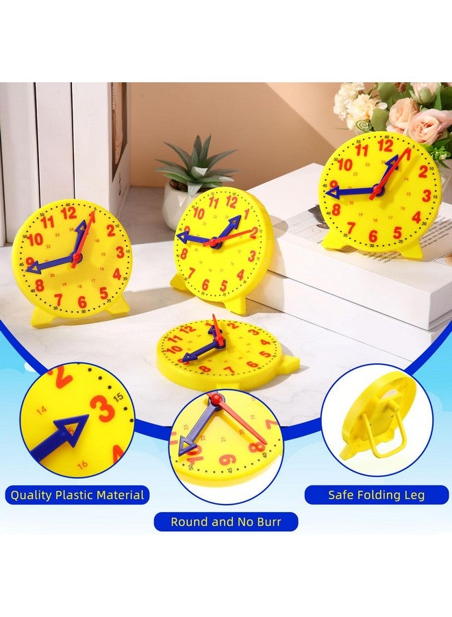 Batiyeer 24 Pcs Teaching Clock Kit for Kids to Tell Time Teaching Mini Geared Clock for Kids Basic Math Development Teacher and Classroom Supplies, 4 Inch(Yellow) - Image 4