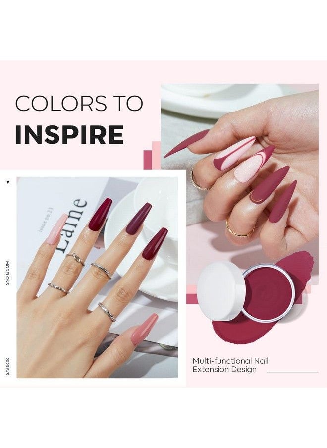 modelones Red Acrylic Powder Set 6 Colors Peach Pink Skin Tone Burgundy Red Acrylic Nail Powder Kit 3D Acrylic Nail Art French Nail Extension Nail Carving No Nail Lamp Needed Diy Home Gifts For Women  - Image 5