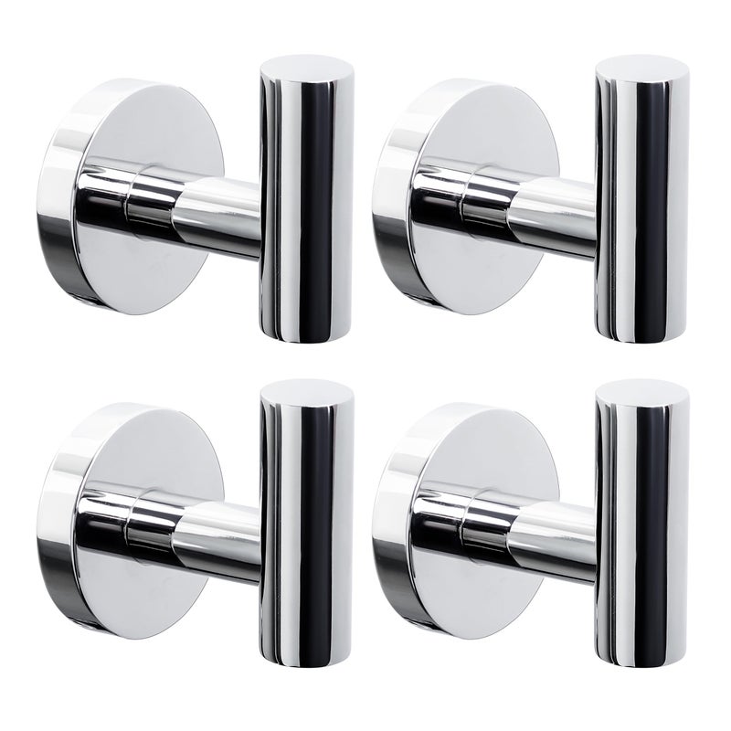Homagic 4 Pack Bath Towel Hooks Wall Mount Towel Holder Chrome Finish Towel Rack Heavy Duty Robe Coat Loofah Hooks for Shower KitchenHotel Pool Tile Brick Modern Style Decor Wall Hooks