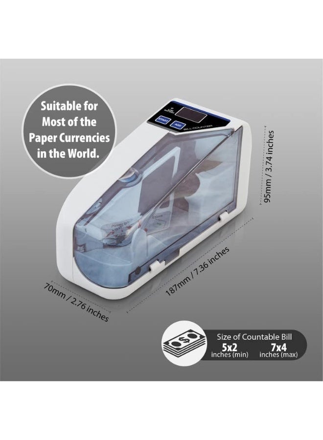 إي وورلد آلة عد النقود المحمولة مع كشف التزوير بالأشعة فوق البنفسجية والمغناطيسية – جهاز عد مدمج لعدد الأوراق فقط، يعمل بالبطاريات – مثالي للأعمال الصغيرة والتعاملات النقدية - Image 5