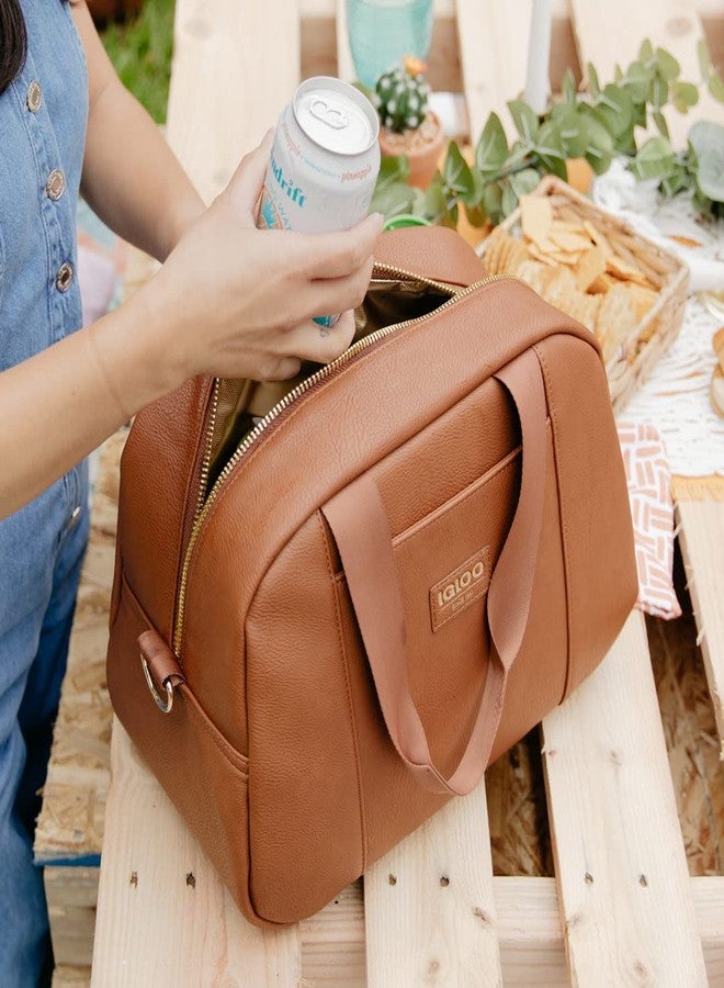 آي جلو حقيبة إيغلو الفاخرة ذات الجوانب الناعمة، تتسع لـ 15 علبة، لون كونياك - Image 2