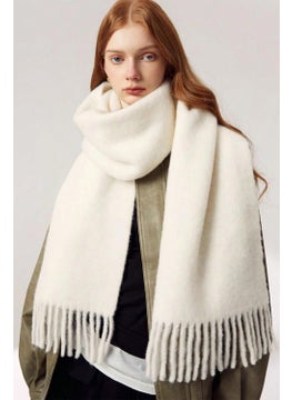 Bahels Imported Ecru Puffy Soft Textured Colorful Square Patterned Scarf Shawl Shoulder Shawl  - Image 2