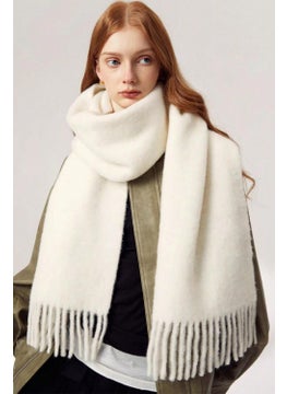 Bahels Imported Ecru Puffy Soft Textured Colorful Square Patterned Scarf Shawl Shoulder Shawl  - Image 3