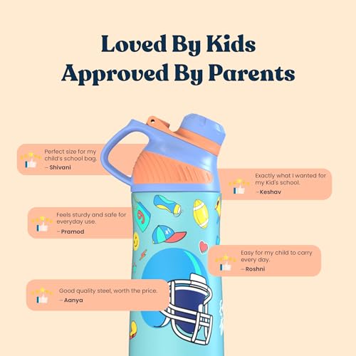 Rabitat ZYLO 550ml Kids Water Bottle for School | 2-Year Brand Warranty | Magnetic Flip Cap, Leakproof | Triple Insulated Stainless Steel Thermosteel Flask | 24 Hrs Hot & Cold | Mad Eye - Image 5