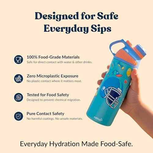 Rabitat ZYLO 550ml Kids Water Bottle for School | 2-Year Brand Warranty | Magnetic Flip Cap, Leakproof | Triple Insulated Stainless Steel Thermosteel Flask | 24 Hrs Hot & Cold | Mad Eye - Image 2