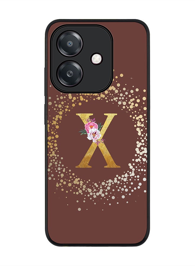Stylizedd For Oppo A5i Case,Slim fit Camera Protection, Shockproof Thin Phone cover  - Custom Monogram Floral - X  (Brown )