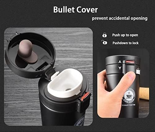 LOCANS LOCANS Coffee Mug Double Wall Stainless Steel Tumbler Vacuum Flask Bottle Thermo Tea Mug Travel Mug 300ML Tumbler with Flip Lid Mesh Filter Keeps Drinks Hot and Cold for 6 Hours  - Image 3