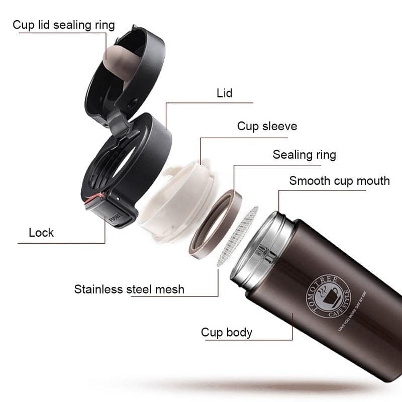 LOCANS LOCANS Coffee Mug Double Wall Stainless Steel Tumbler Vacuum Flask Bottle Thermo Tea Mug Travel Mug 300ML Tumbler with Flip Lid Mesh Filter Keeps Drinks Hot and Cold for 6 Hours  - Image 5