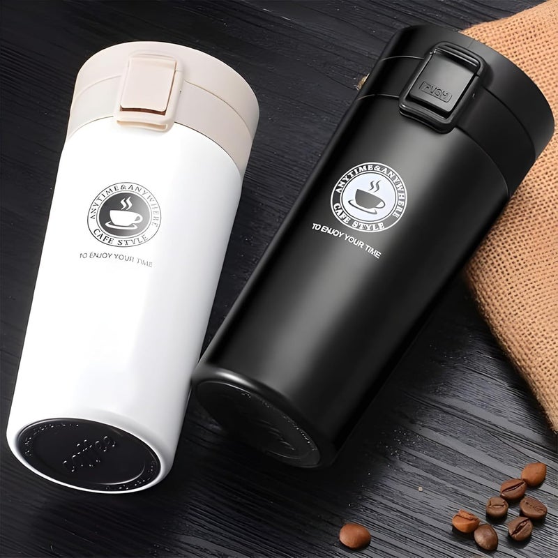 LOCANS LOCANS Coffee Mug Double Wall Stainless Steel Tumbler Vacuum Flask Bottle Thermo Tea Mug Travel Mug 300ML Tumbler with Flip Lid Mesh Filter Keeps Drinks Hot and Cold for 6 Hours  - Image 1