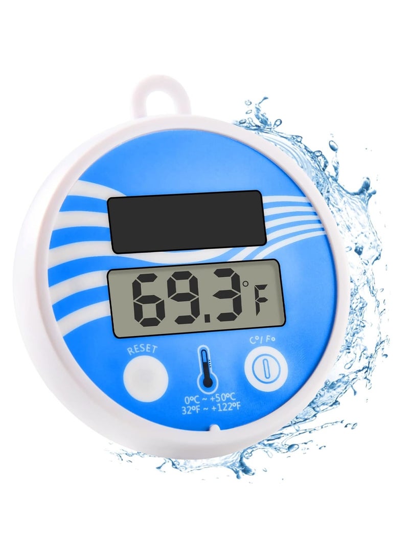 Zikra Solar Powered Digital LCD Thermometer - Floating Pool Thermometer Wireless, Easy Read Water Temperature, Shatter Resistant with String, Ideal for Swimming Pools, Spas and Ponds - Image 1