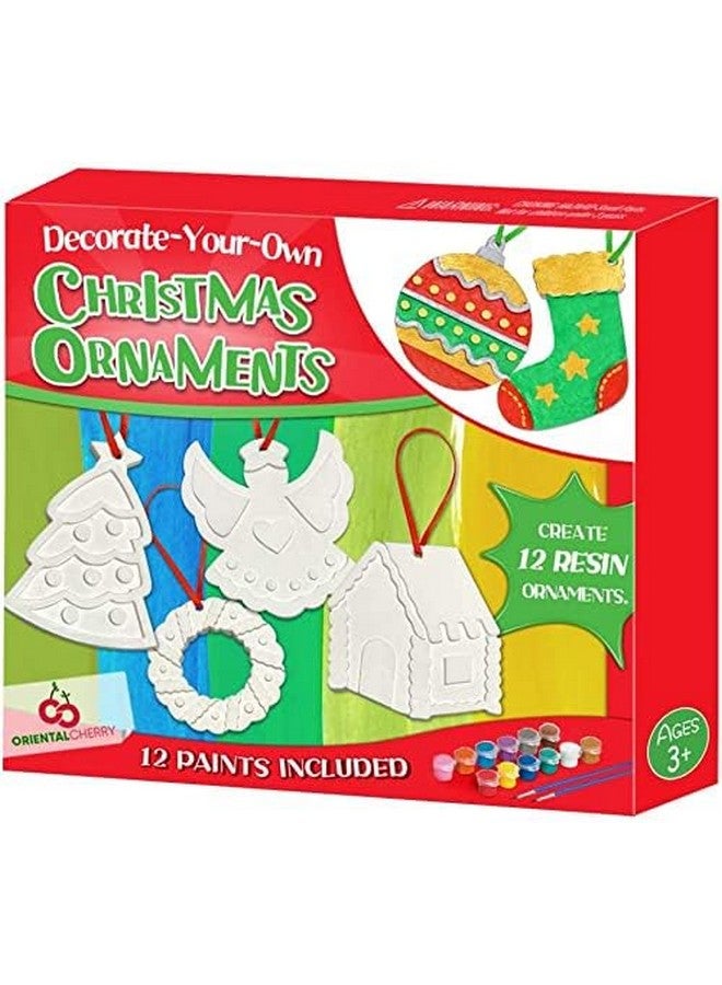 أورينتال شيري حرف يدوية لعيد الميلاد للأطفال - مجموعات زينة شجرة عيد الميلاد المصنوعة يدويًا من الراتنج (تتضمن فرش الرسم) - حشو الجوارب، زينة عيد الميلاد المصنوعة يدويًا للأطفال الصغار والفتيات والأولاد من سن 3 إلى 5 سنوات و4 إلى 8 سنوات و8 إلى 12 سنة - Image 1