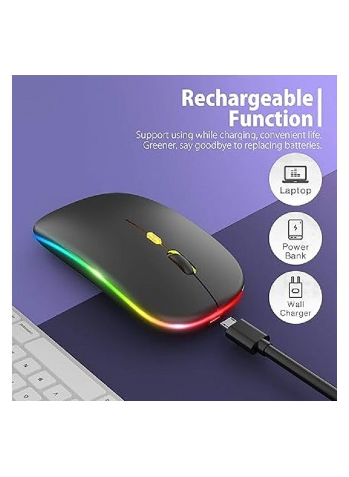 ماوس لا سلكي - موديل - 1000DPI - RGB - W10- يعمل بمحول USB - قابل لاعادة الشحن - بطارية مدمجة - لون اسود - Image 2
