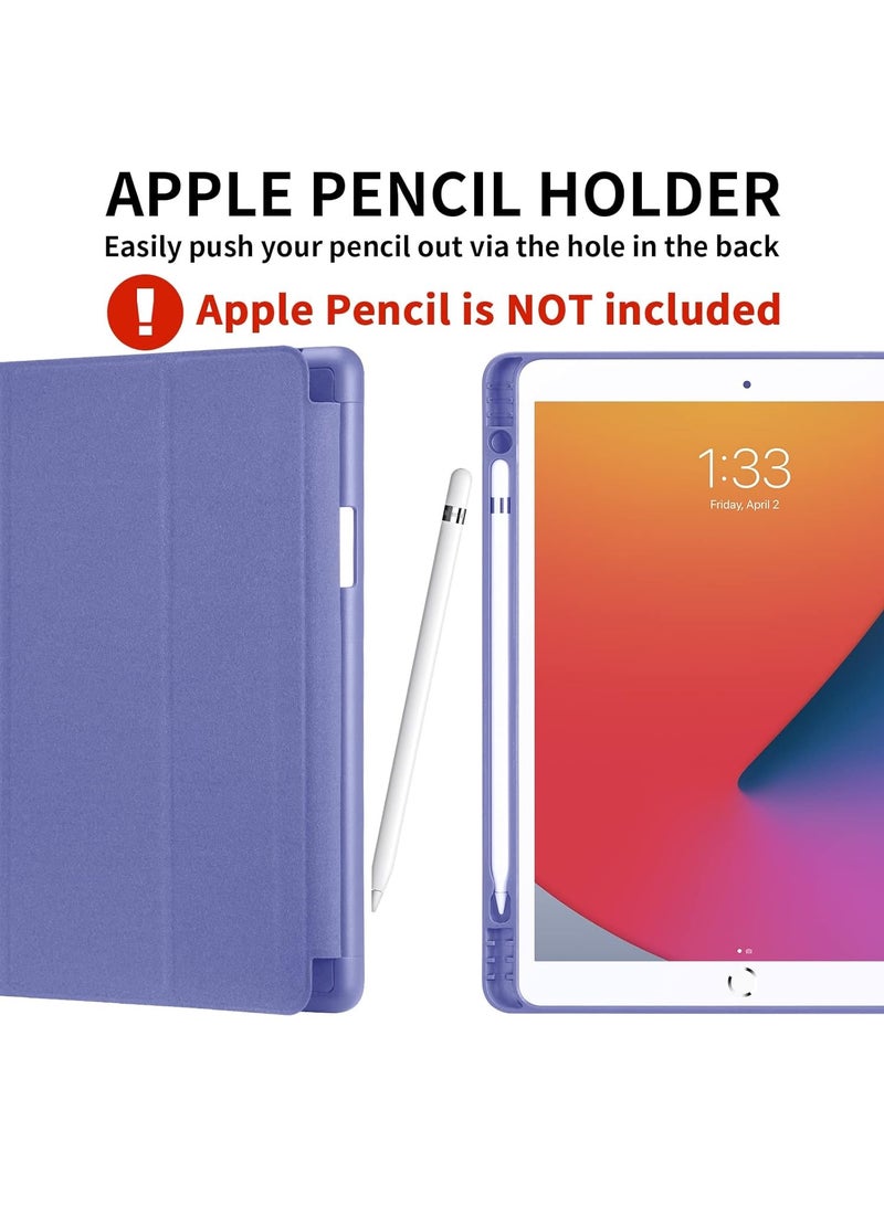 ELTRAZONE iPad 9th/8th/7th Generation Case (2021/2020/2019) - 10.2-Inch Case with Pencil Holder [Sleep/Wake], Slim Soft TPU Back Smart Magnetic Stand Protective Cover (English Lavender) - Image 3