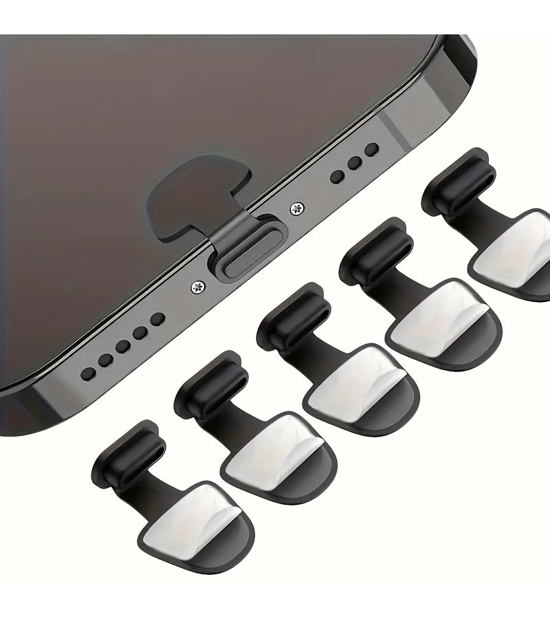 8 قطع من أغطية الغبار السوداء المصنوعة من السيليكون الناعم والمتين لنوع USB-C، مناسبة للهواتف الذكية والأجهزة اللوحية وأجهزة الكمبيوتر المحمولة. - Image 5