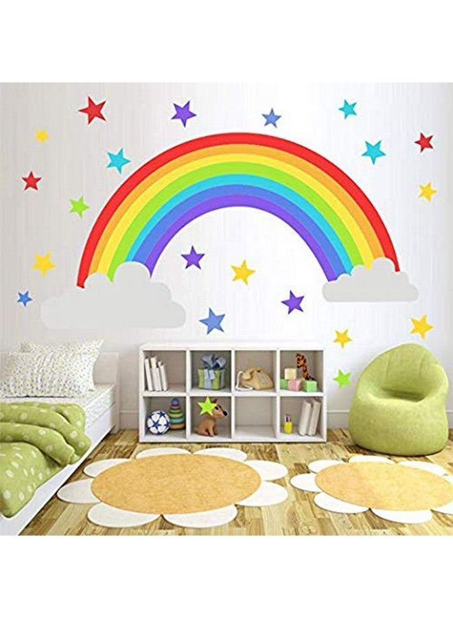 Bamsod Rainbow Wall Sticker Kids Wall Decal Art Girls Star Bedroom Nursery Home Decor 16.5X32.6 Inch - Image 1