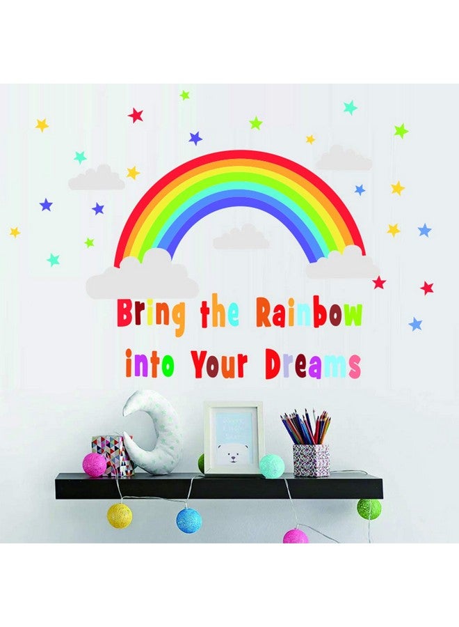 Bamsod Rainbow Wall Sticker Kids Wall Decal Art Girls Star Bedroom Nursery Home Decor 16.5X32.6 Inch - Image 4