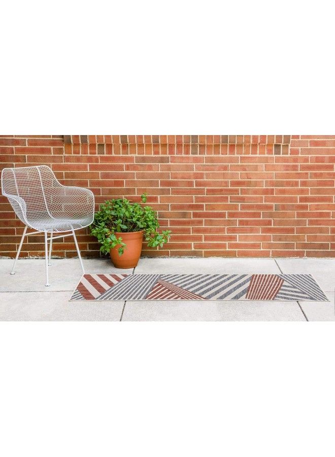 Unique Loom Jill Zarin Outdoor Collection Area Rug (2' X 6' 1" Runner Blue Red) - Image 4