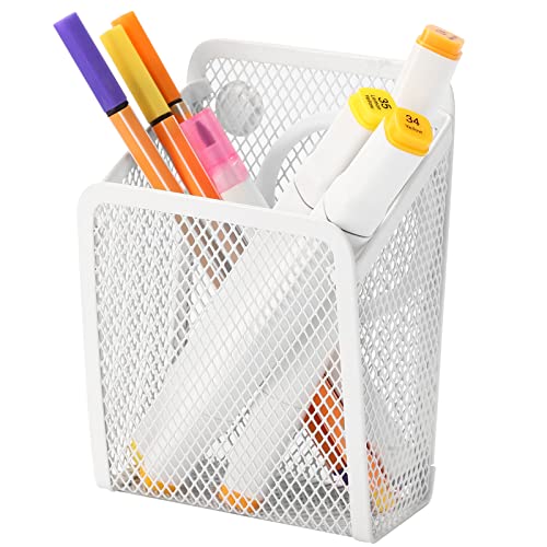 Sanpaint Magnetic Pencil Holder,Mesh Stainless Steel Pen Basket, Metal Writing Utensil Storage Organizer for Whiteboard,Blackboard,Kitchen, Locker, Home, or Office - Image 1