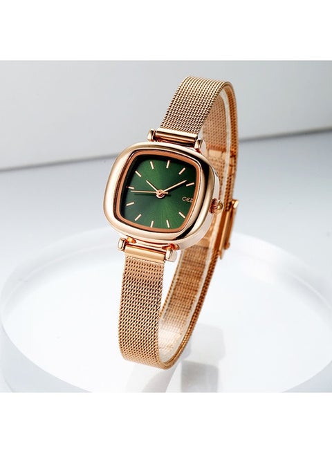 Women's mesh strap quartz watch, analog display small square dial watch, waterproof elegant watch, can be a gift for women