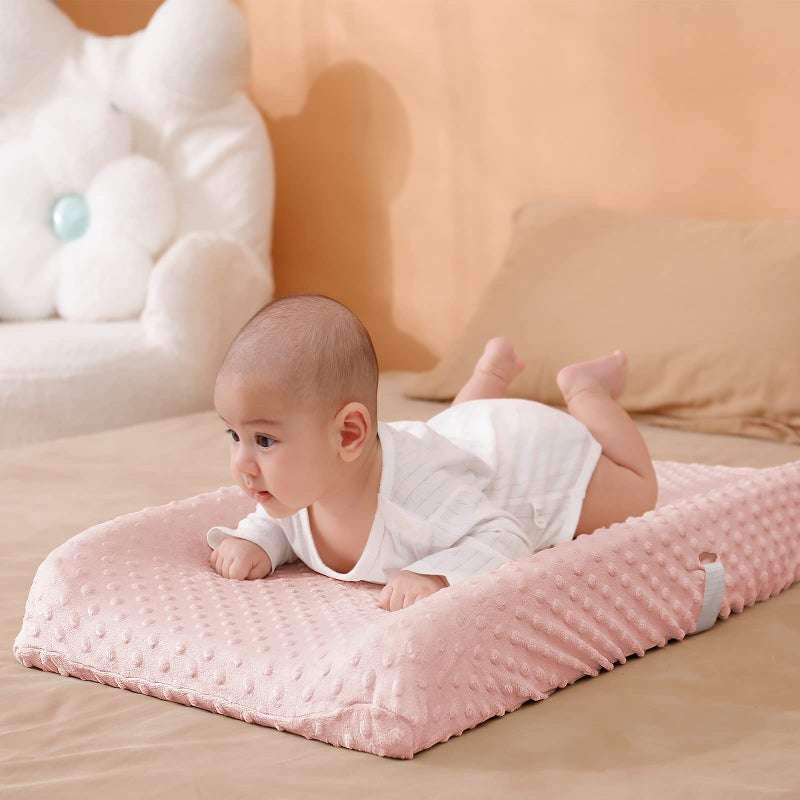 Aullar Solid Changing Table Pad Cover Cradle Sheet, Fits 32"/34''x16 Contoured Diaper Changing Pad, Ultra Soft Cozy Dots Plush Changing Table Covers, Breathable Wipeable Removable (Light Pink) - Image 5