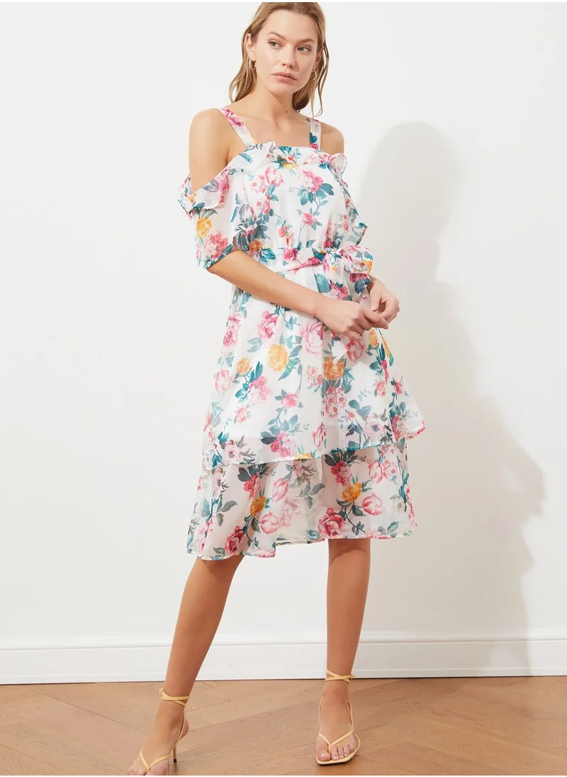 trendyol Floral Print Layered Dress