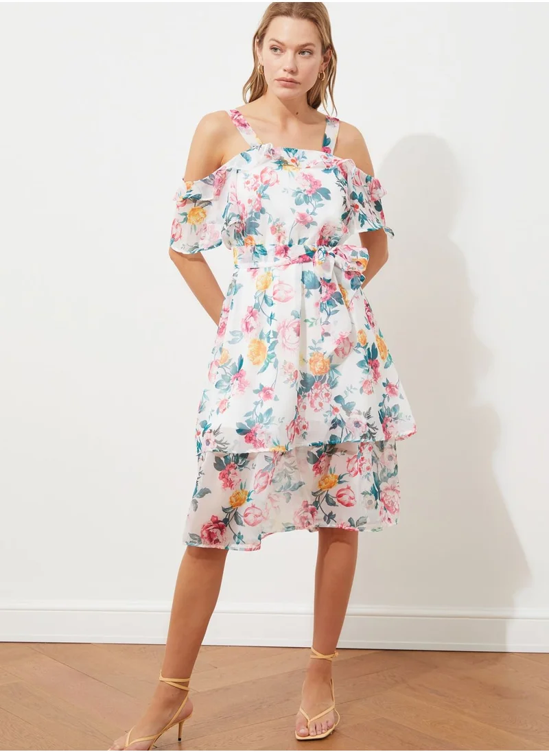 trendyol Floral Print Layered Dress