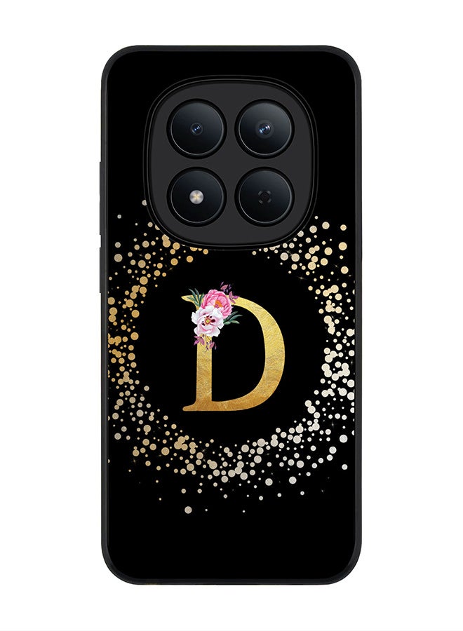 For Xiaomi Redmi Note 15 Pro 5G Case,Slim fit Camera Protection, Shockproof Thin Phone cover  - Custom Monogram Floral - D ( Black )