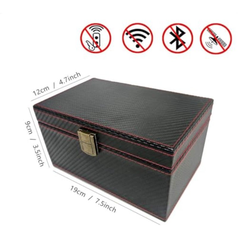صندوق حجب إشارة مفتاح السيارة لأبواب الدخول بدون مفتاح، جلد أسود، 19 × 12 × 9 سم، حماية RFID - Image 4