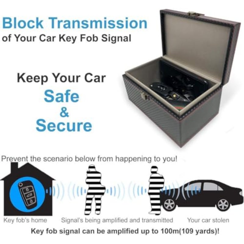 صندوق حجب إشارة مفتاح السيارة لأبواب الدخول بدون مفتاح، جلد أسود، 19 × 12 × 9 سم، حماية RFID - Image 3