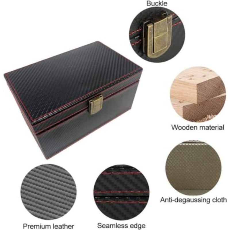 صندوق حجب إشارة مفتاح السيارة لأبواب الدخول بدون مفتاح، جلد أسود، 19 × 12 × 9 سم، حماية RFID - Image 2
