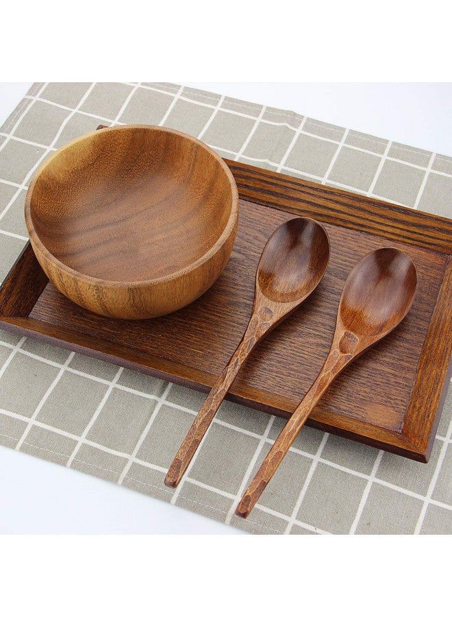 AOOSY Soup Spoons,AOOSY Wooden Soup Spoons, 6 Pieces 7.84 inches Japanese Ramen Spoons Round Nanmu Wood Long Handle Rice Dessert Cooking Tasting Dinner Table Spoon for Kitchen Restaurant - Image 4