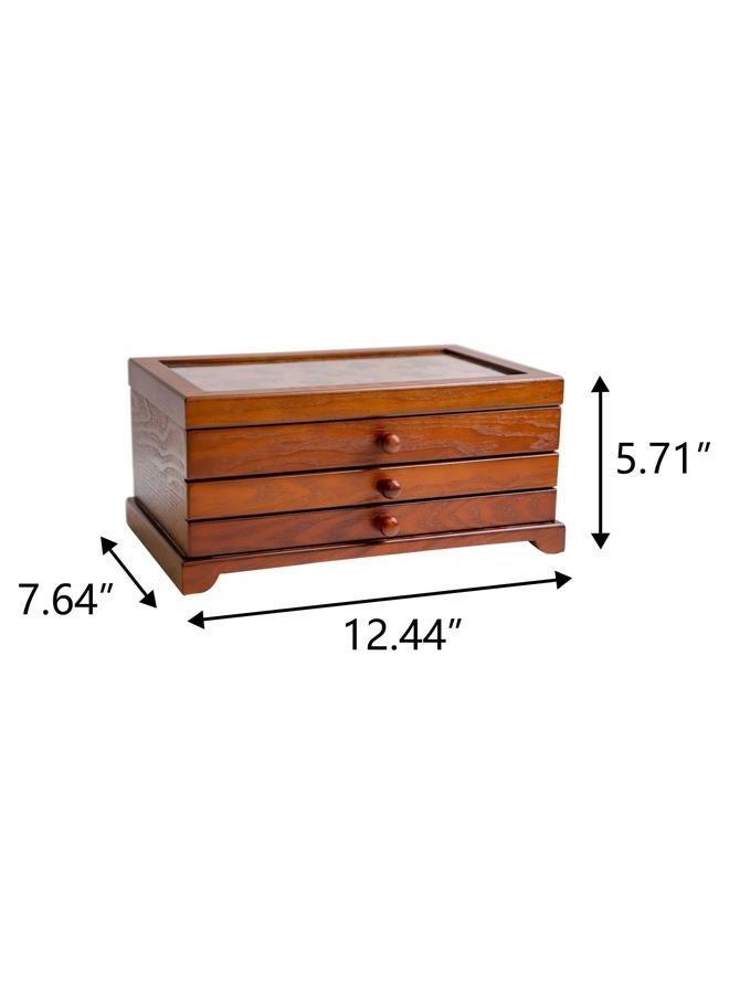 Kendal Wooden Jewelry Box, 3 Layer Jewelry Box for Women, Jewelry Organizer, Wood Jewelry Storage Case for Necklaces, Earring, Rings - Image 3
