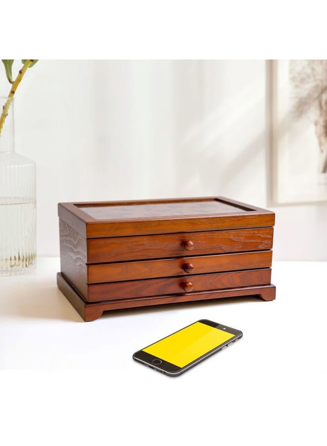 Kendal Wooden Jewelry Box, 3 Layer Jewelry Box for Women, Jewelry Organizer, Wood Jewelry Storage Case for Necklaces, Earring, Rings - Image 4