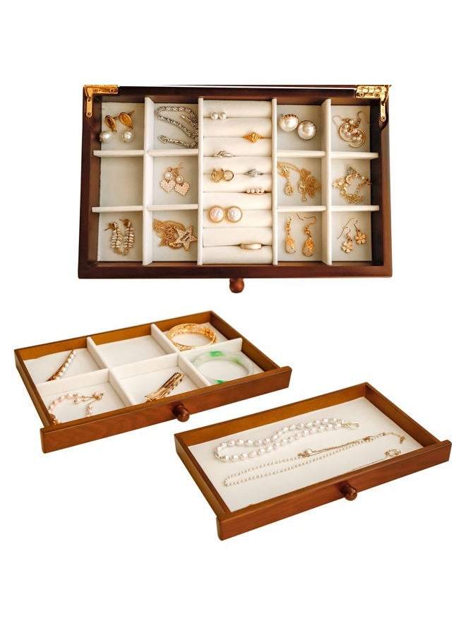Kendal Wooden Jewelry Box, 3 Layer Jewelry Box for Women, Jewelry Organizer, Wood Jewelry Storage Case for Necklaces, Earring, Rings - Image 5