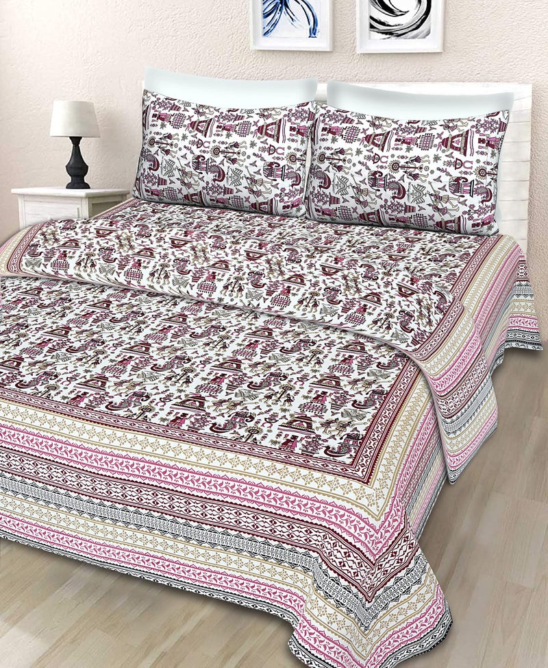 Braise Premium | King Size |100% Pure Cotton | Double Bedsheet with 2 Pillow Covers (Shades of Pink) - Image 5