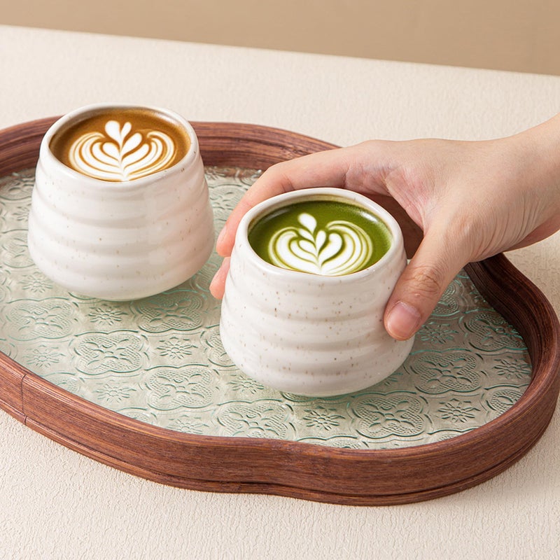 YumiPLUS 4pcs Japanese Tea Cup Set â€“ 160ml 5.4OZ Ceramic Matcha Cup, Small Handless Espresso Cups, Cute Coffee Mugs for Valentine (Speckle) - Image 2