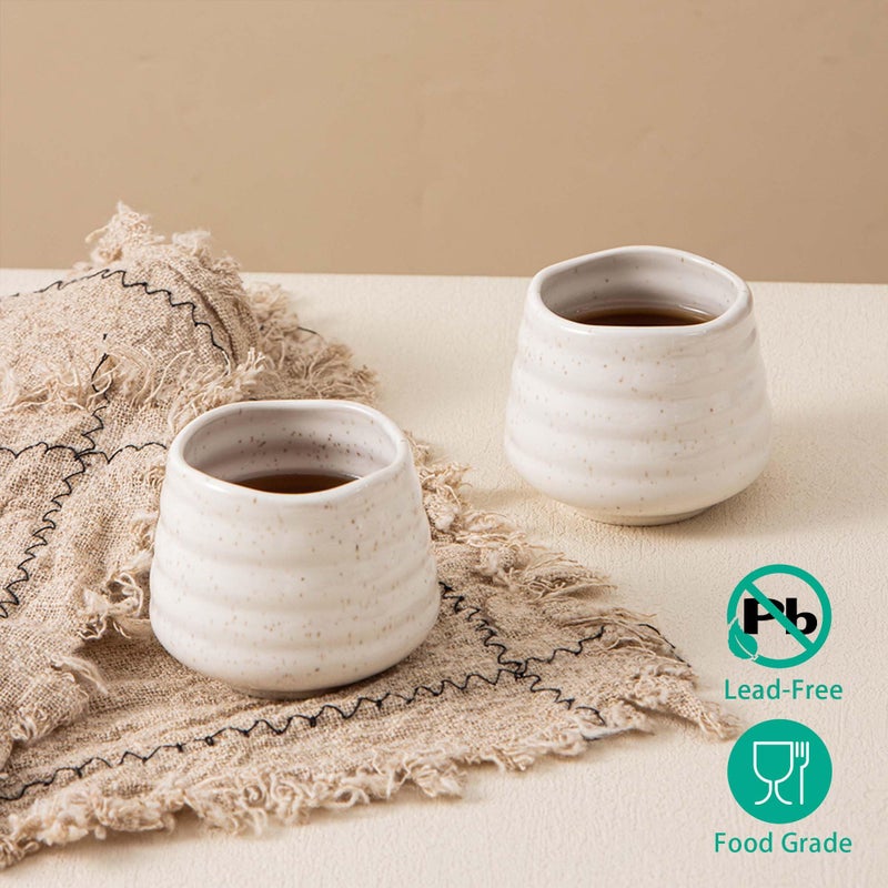 YumiPLUS 4pcs Japanese Tea Cup Set â€“ 160ml 5.4OZ Ceramic Matcha Cup, Small Handless Espresso Cups, Cute Coffee Mugs for Valentine (Speckle) - Image 5