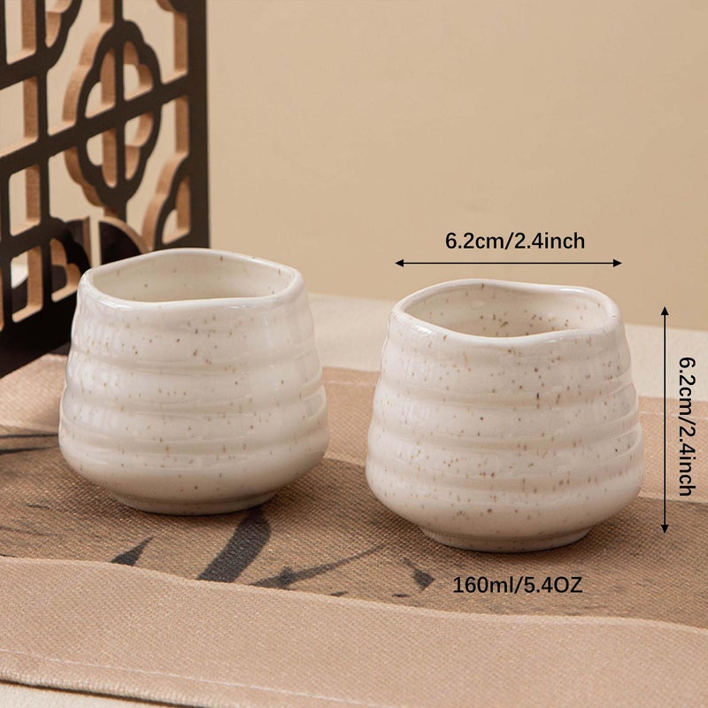 YumiPLUS 4pcs Japanese Tea Cup Set â€“ 160ml 5.4OZ Ceramic Matcha Cup, Small Handless Espresso Cups, Cute Coffee Mugs for Valentine (Speckle) - Image 3