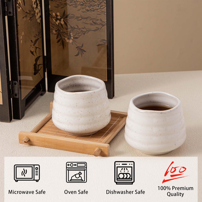 YumiPLUS 4pcs Japanese Tea Cup Set â€“ 160ml 5.4OZ Ceramic Matcha Cup, Small Handless Espresso Cups, Cute Coffee Mugs for Valentine (Speckle) - Image 4