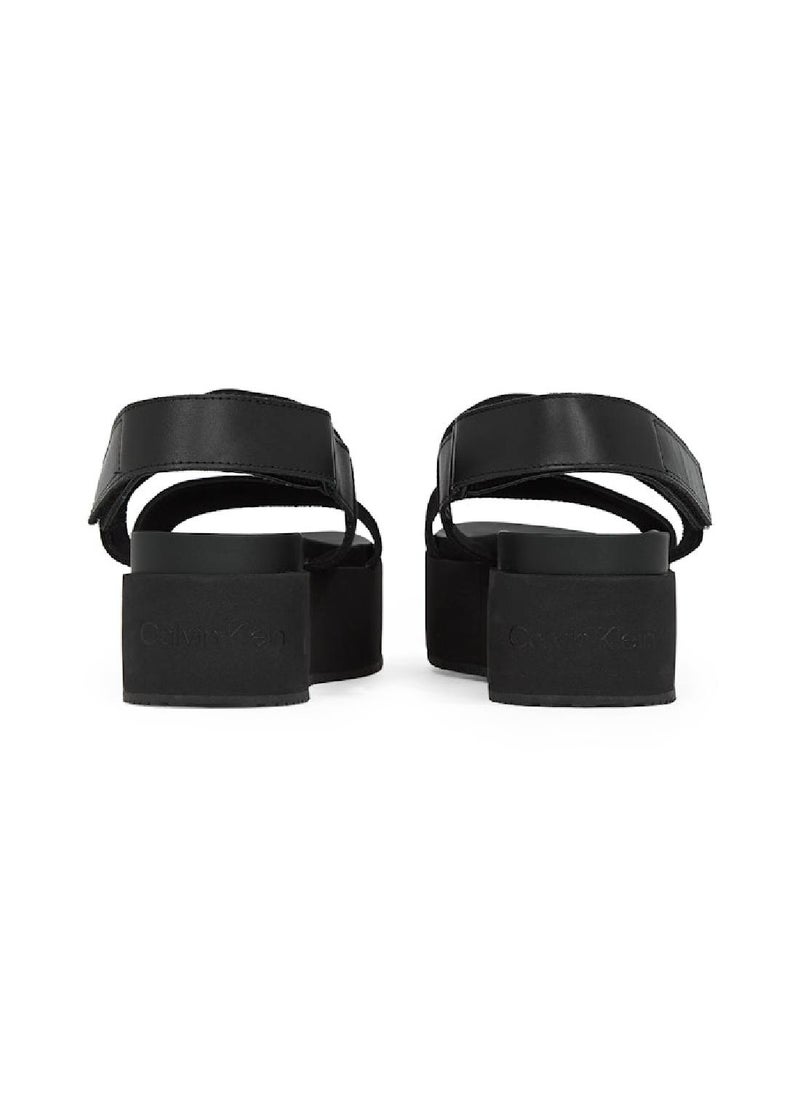 Calvin Klein Jeans Women's Canvas Platform Wedge Sandals - Cotton, Black  - Image 3