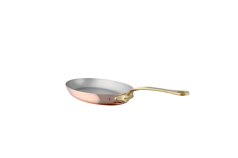 Mauviel MHeritage 150 B 15mm Polished Copper Stainless Steel Oval Frying Pan With Brass Handles 118 x 79in Made in France - Image 2