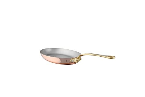 Mauviel MHeritage 150 B 15mm Polished Copper Stainless Steel Oval Frying Pan With Brass Handles 118 x 79in Made in France - Image 1