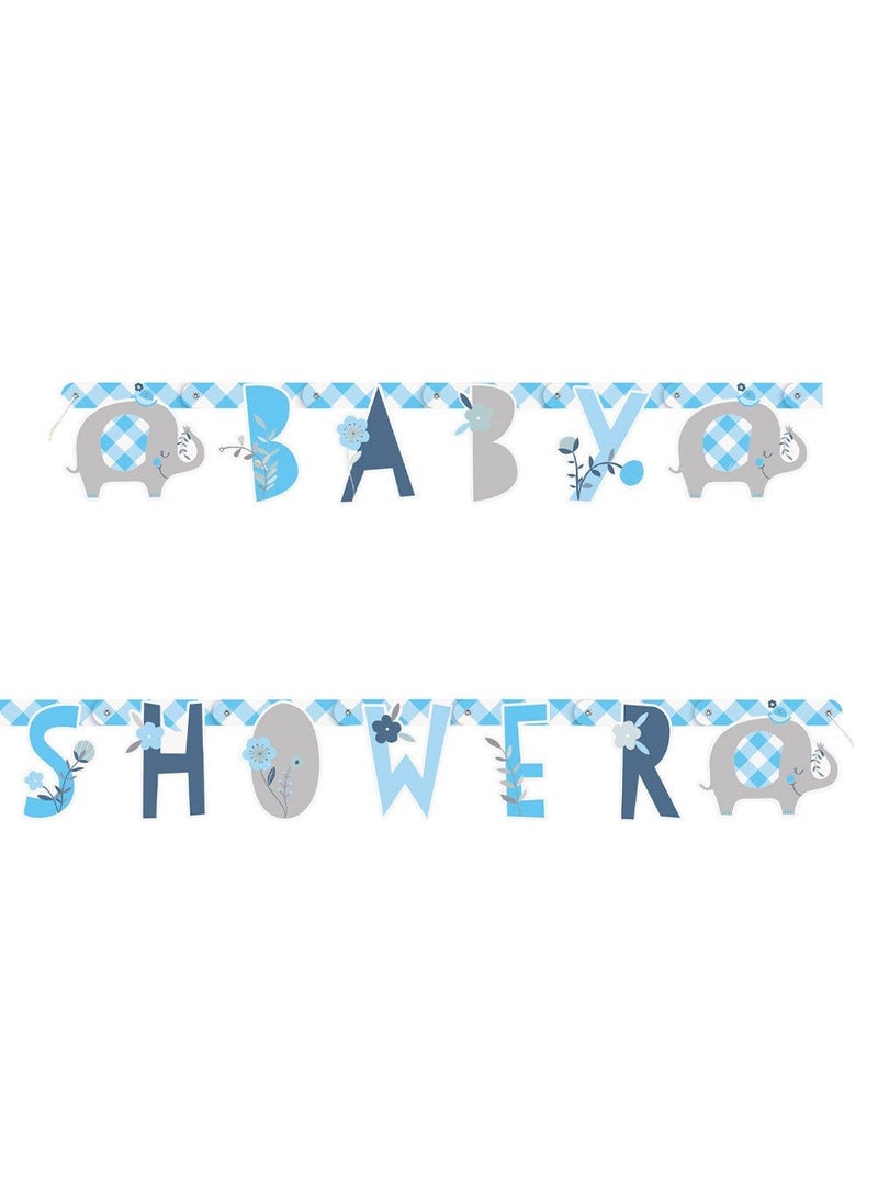 يونيك لافتة إكليل فيل لحفل استقبال المولود الجديد من الورق المقوى الأزرق مقاس 182 سم - Image 1