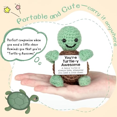 CoolShef Handmade Crochet Turtle Present | Emotional Positive Desk Decor with Message Card for Friend, Sister, Girls, Daughter, Coworker | Thoughtful Keepsake for Any Occasion - Image 5