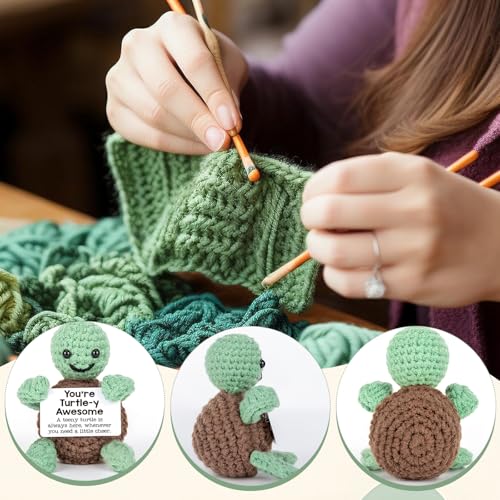 CoolShef Handmade Crochet Turtle Present | Emotional Positive Desk Decor with Message Card for Friend, Sister, Girls, Daughter, Coworker | Thoughtful Keepsake for Any Occasion - Image 4