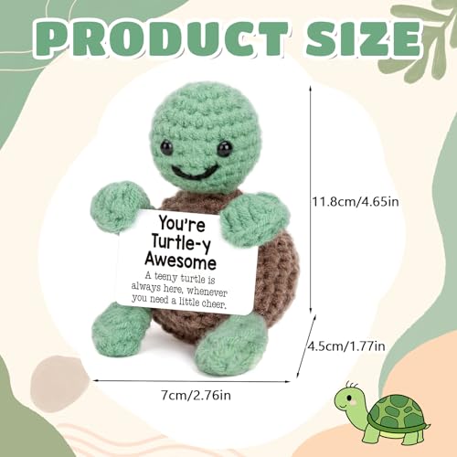 CoolShef Handmade Crochet Turtle Present | Emotional Positive Desk Decor with Message Card for Friend, Sister, Girls, Daughter, Coworker | Thoughtful Keepsake for Any Occasion - Image 2