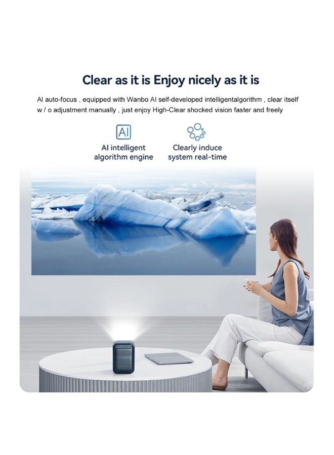 wanbo حزمة جهاز العرض الذكي T2 ماكس المطور | 450 ANSI 13,500 لومن بدقة Full HD 1080P مع دعم 4K، أندرويد 9.0، تركيز تلقائي، صوت HiFi | مسرح منزلي وخارجي | يتضمن حامل ثلاثي القوائم Wanbo (170 سم قابل للتعديل) + حقيبة واقية لجهاز العرض - Image 5