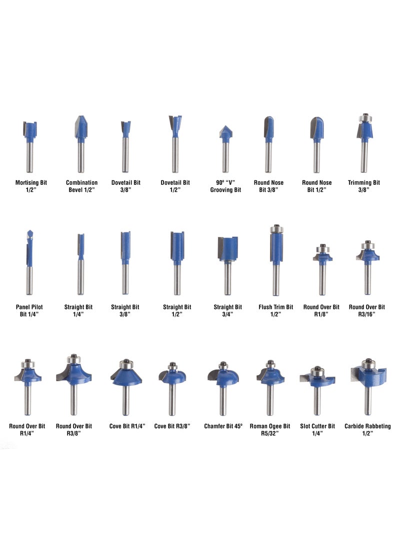 Stalwart 24-Piece Router Bit Set - Wood Routers Kit with 0.25-Inch Shank and Wooden Storage Case - Woodworking Tools for Home Improvements and DIY by Stalwart  - Image 3