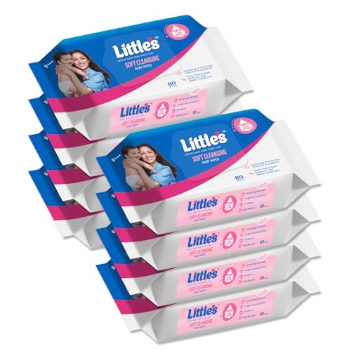 Little's مناديل الأطفال الناعمة للتنظيف من ليتل (عبوة من 8، 80 مناديل) - Image 1